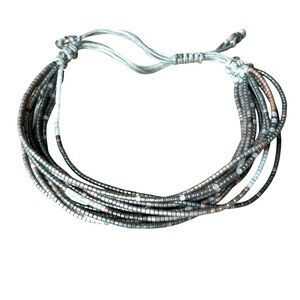 Chan Luu Grey Beads Multi Strand Braid Bracelets Boho Seed